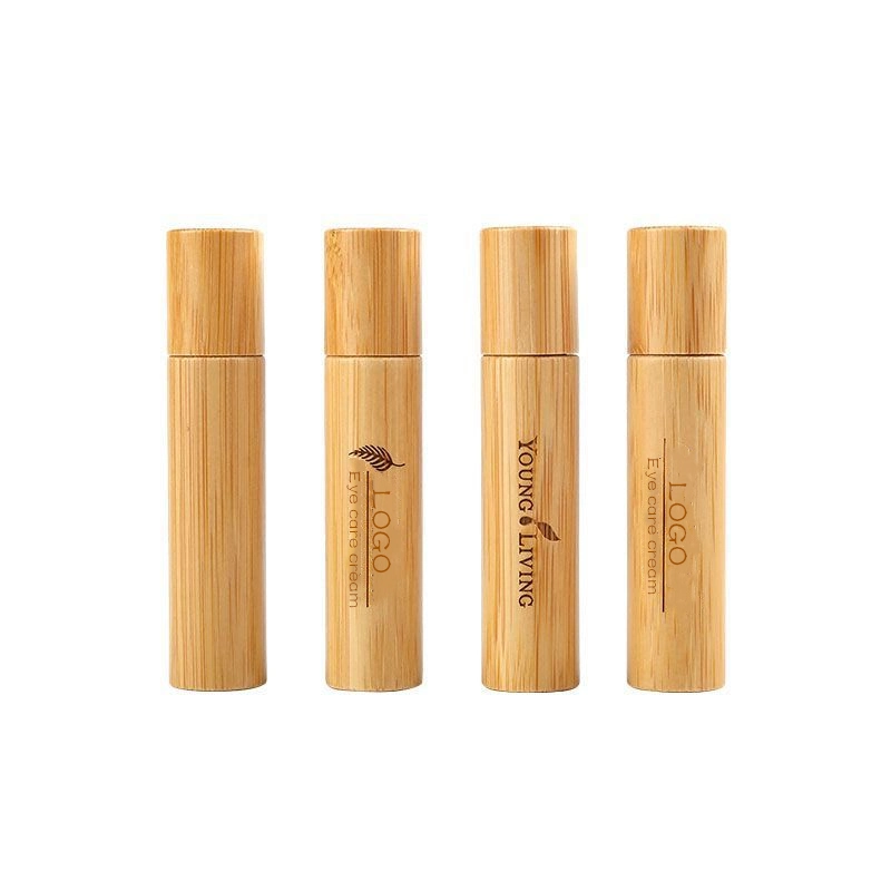 10ml 15ml Refillable Glass Essential Oil Roll on Bottle with Steel Roller Ball and Bamboo Lid