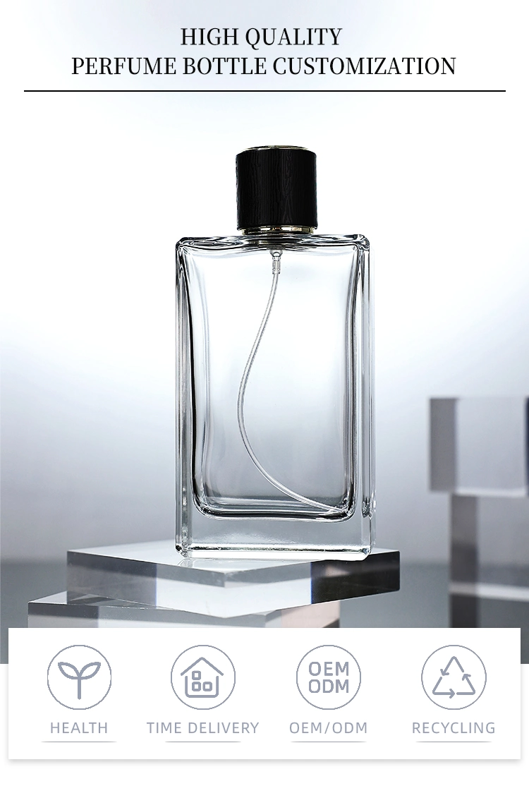 Wholesale Customized 50ml Square Spray Glass Bottle Luxury Perfume Packaging Bottle