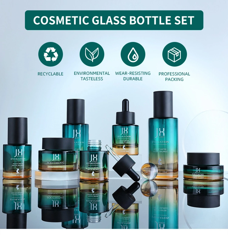 Wholesale Luxury 30g 50g 30ml 60ml 100ml 120ml Glass Skincare Cosmetic Lotion Cream Packaging Container Bottle and Jar Set