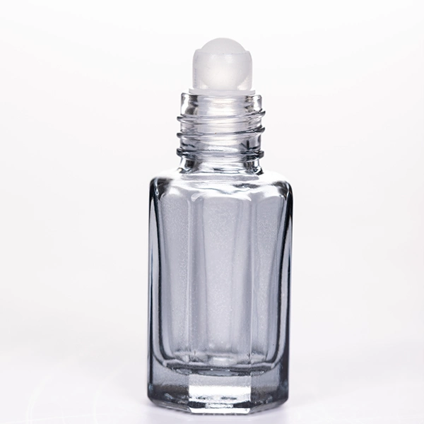 Free Sample Empty Round Octagonal Clear Perfume Glass Roller Bottle 3ml 6ml 10ml Roll on Bottle with Aluminum Cover