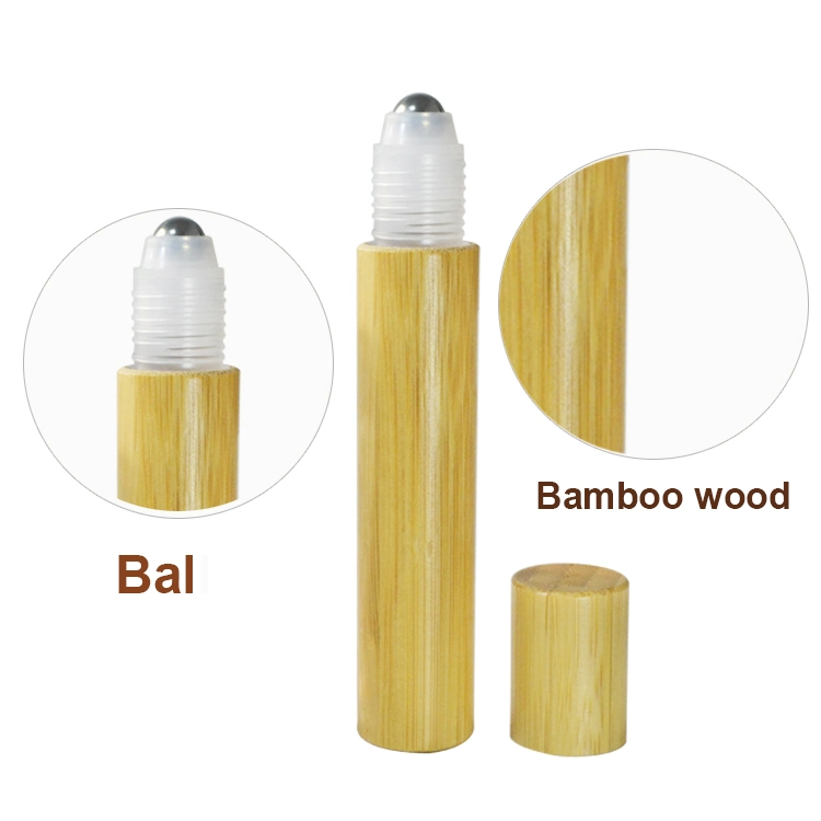 Natural Bamboo Packaging Cosmetic Black Clear Glass Container Roller/Dropper Bottle Perfume Plastic 5ml 10ml 15ml Essential Oil Roll on Bottle