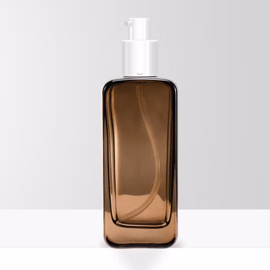 새로운 디자인, 두꺼운 바닥, 투명한 호박색 화장품 세럼 로션 펌프 병, 유리병 및 항아리, 드로퍼 병, 스킨 케어 포장